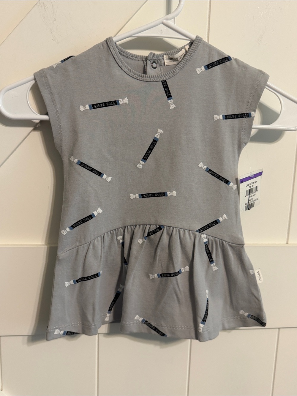 Miles Baby Girls 6 months Tootsie Roll Candy Print Gray Dress Nordstrom